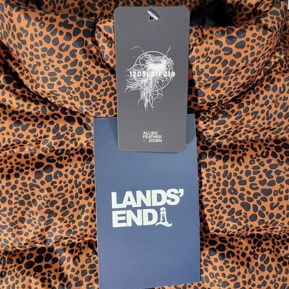 Lands End Puffer Vest Womens 3X (24-26W) 600 Down Leopard Water Resistant NEW - Picture 13 of 15